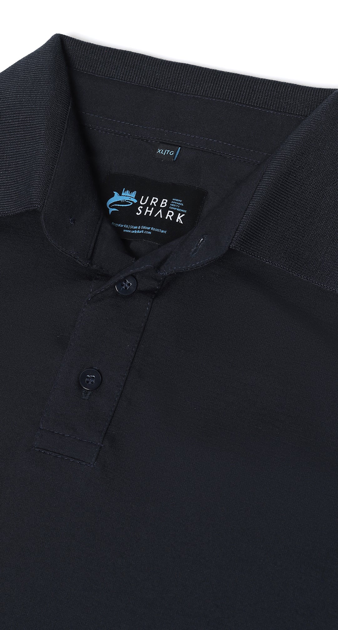Anti-Stain Signature Style Polo T-shirt – Navy