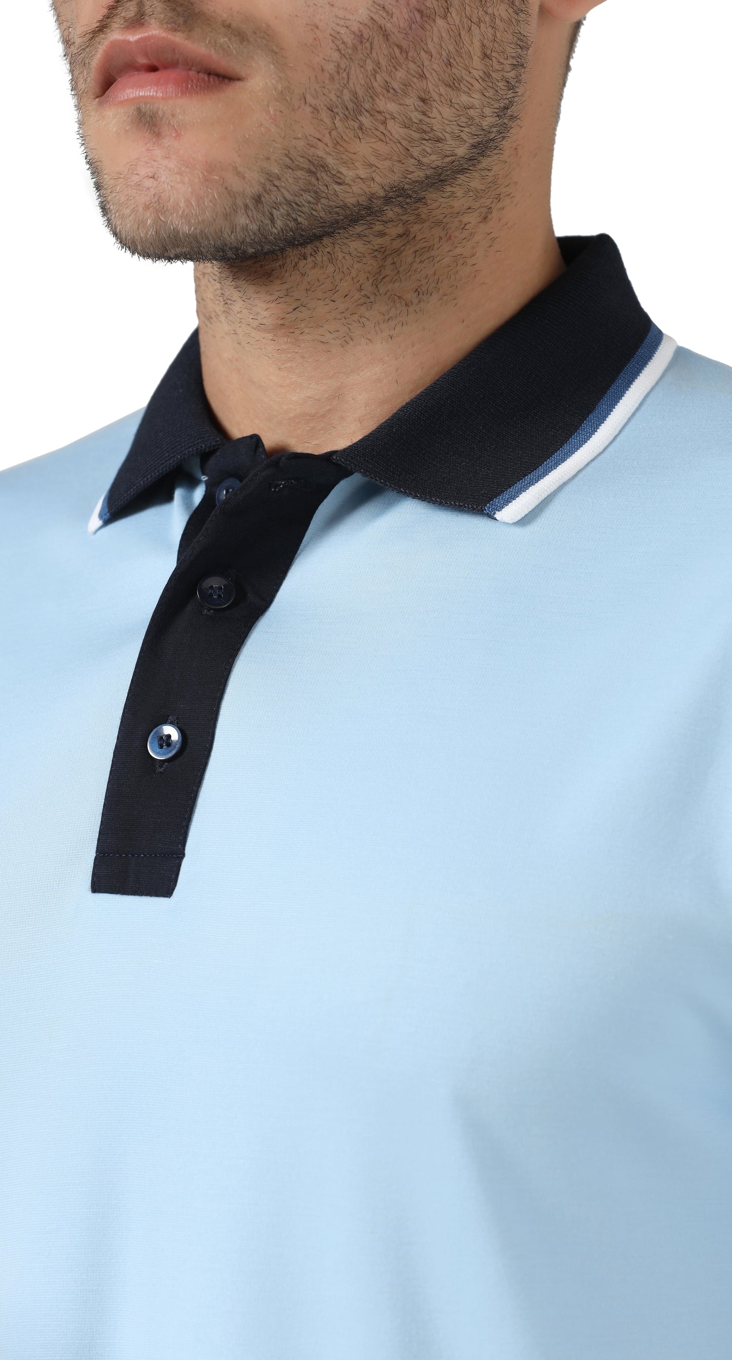 Anti-Stain Signature Style Polo T-shirt – Light Blue