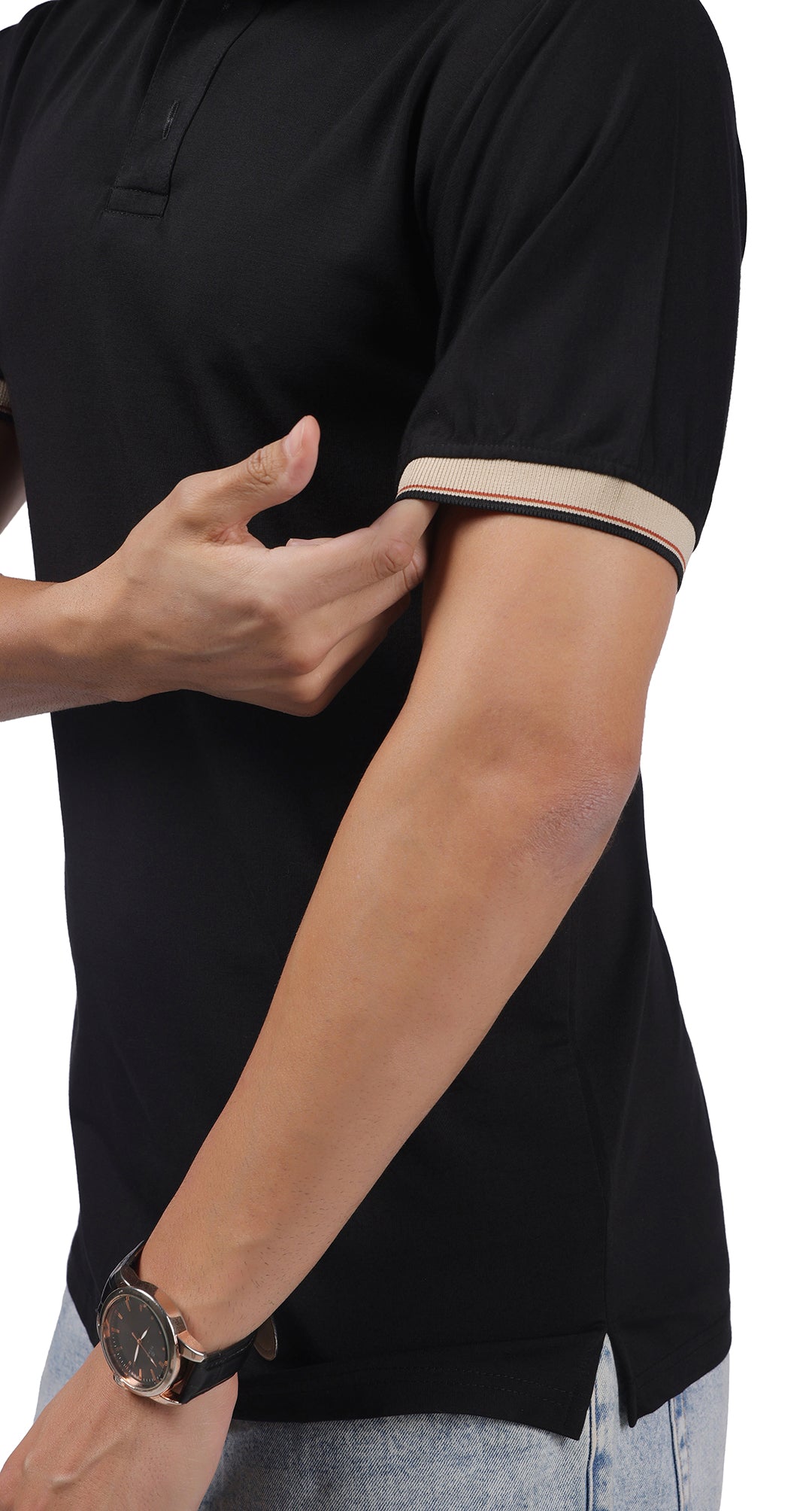 Anti-Stain Signature Style Polo T-shirt – Black