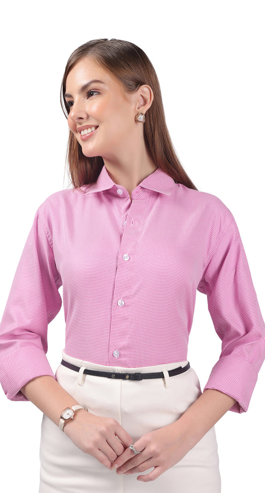 Anti-Stain Polyester Viscose Yarn Dress Shirt – Pink