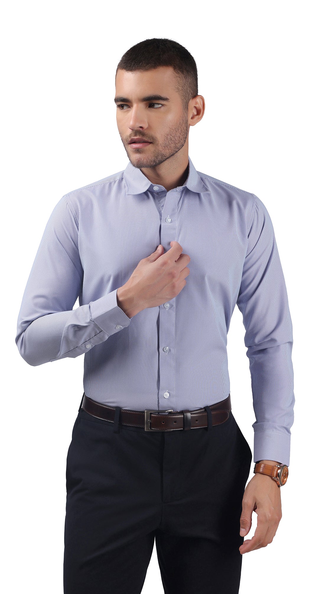 Men's anti-stain patterned blue dress shirt by Urbshark