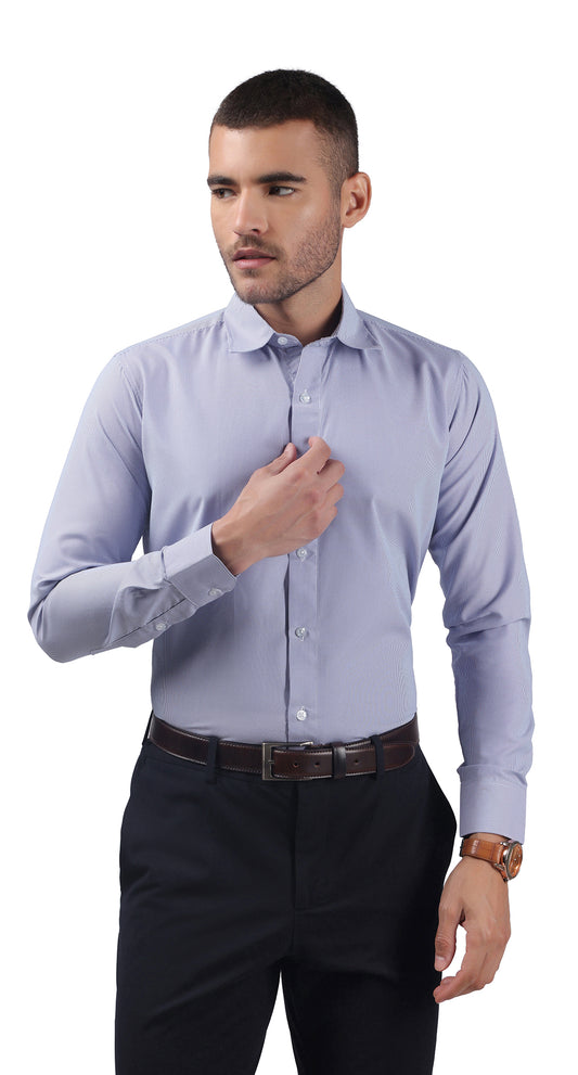 Anti-Stain Pattern Dress Shirt – Blue