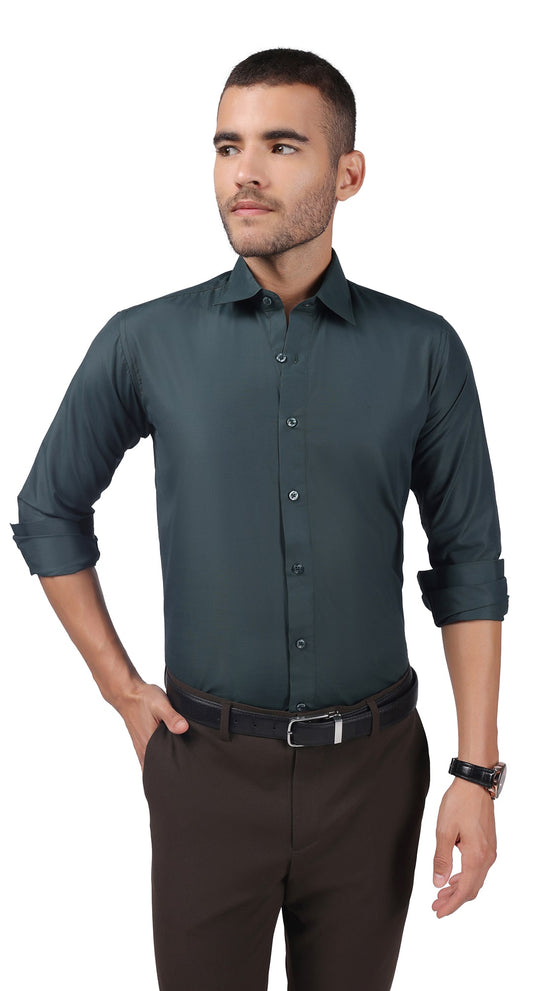 Anti-Stain Kinley Solid Dress Shirt – Dark Green