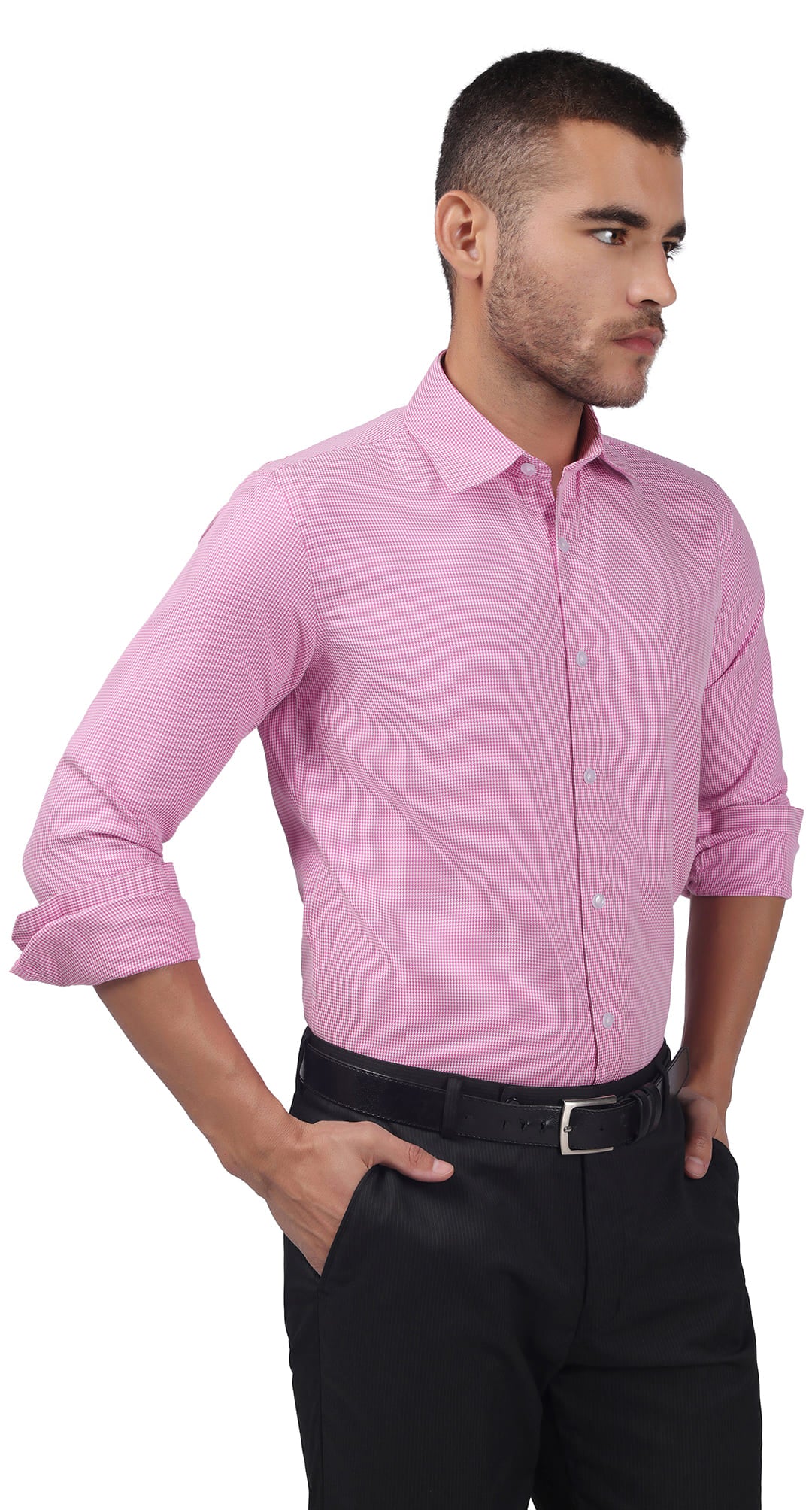 Anti-Stain Polyester Viscose Yarn Dress Shirt – Pink