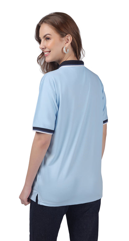 Anti-Stain Signature Style Polo T-shirt – Light Blue