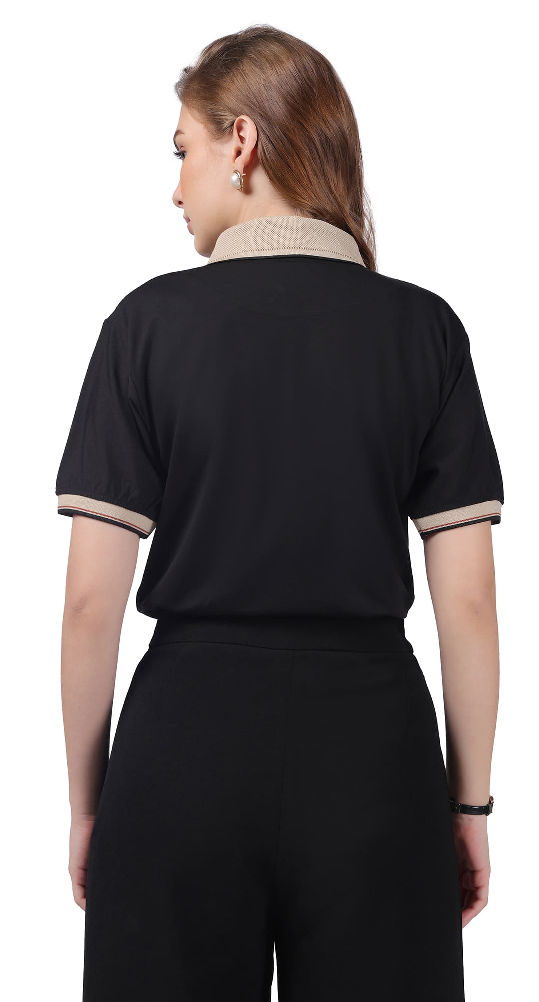 Anti-Stain Signature Style Polo T-shirt – Black