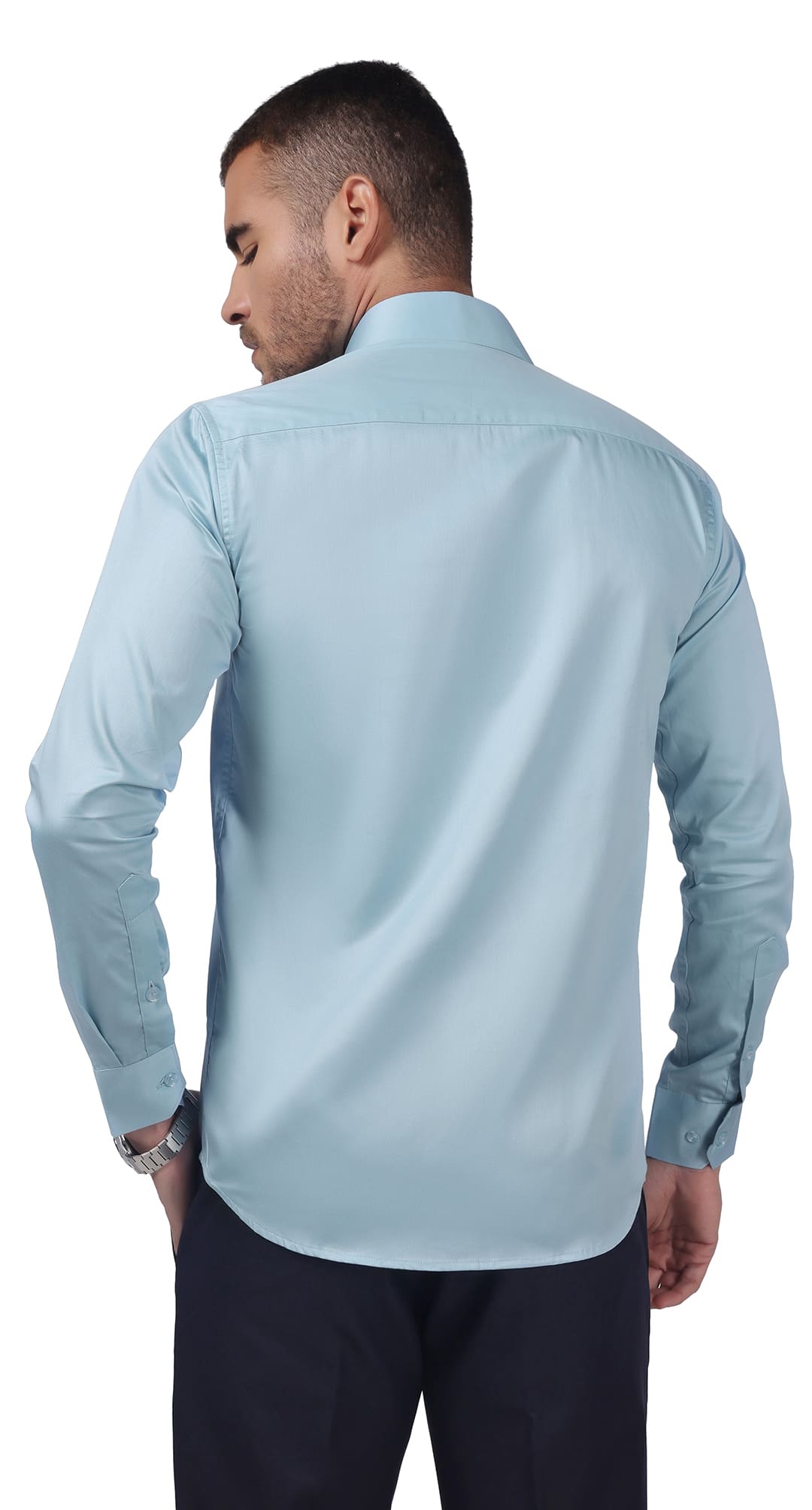 Anti-Stain Satin Dress Shirt – Light Blue