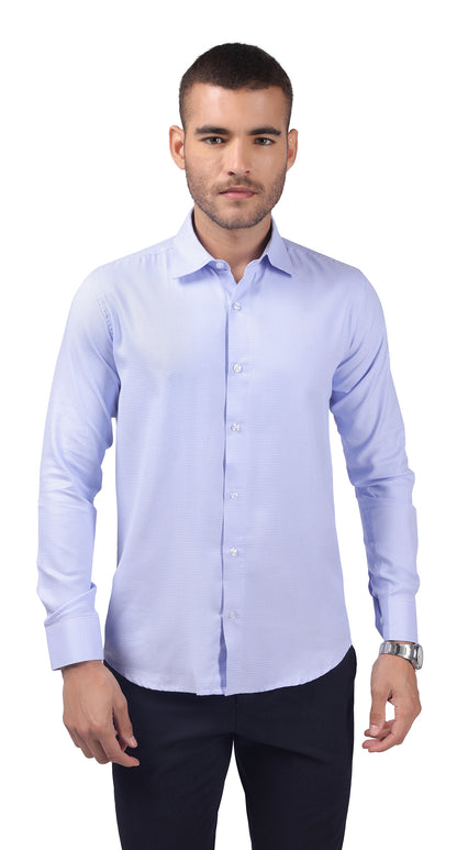 Anti-Stain Polyester Viscose Yarn Dress Shirt – Light Blue