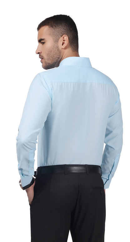 Anti-Stain Brick Check Dress Shirt – Light Blue