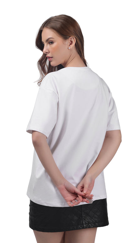 Anti-Stain Skyline Oversized T-Shirt – White