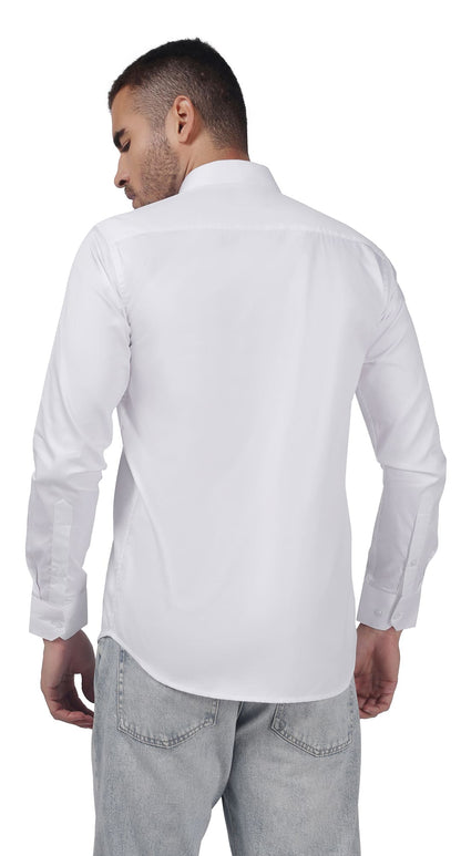 Anti-Stain Satin Dress Shirt – White