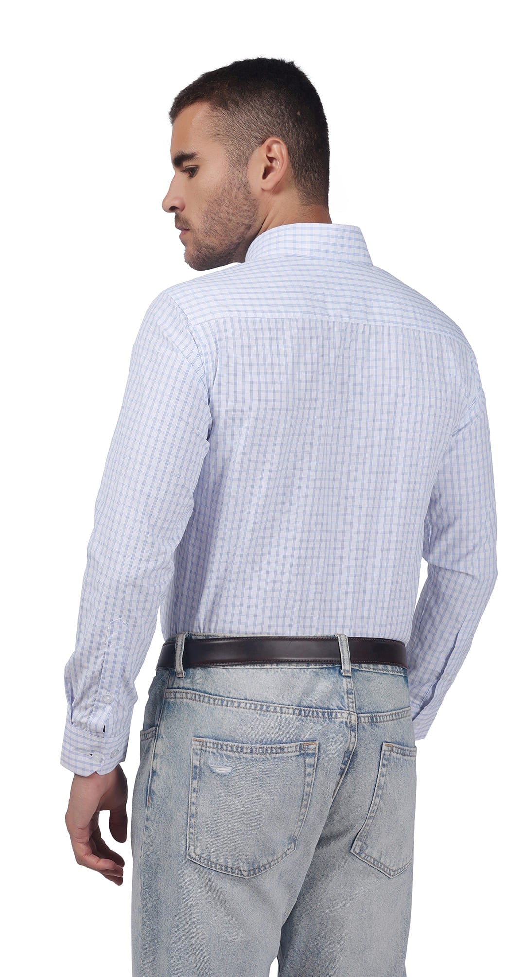 Anti-Stain Brick Check Dress Shirt – White and Black check