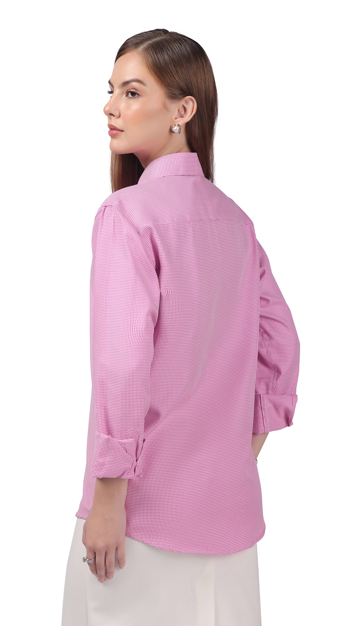 Anti-Stain Polyester Viscose Yarn Dress Shirt – Pink