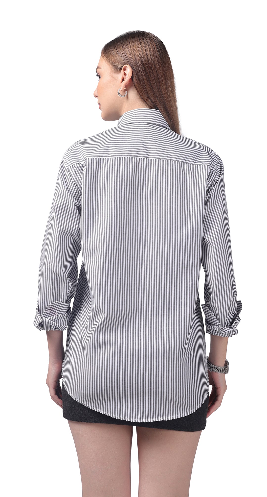 Anti-Stain Classic Stripes Dress Shirt – White and Black Stripes