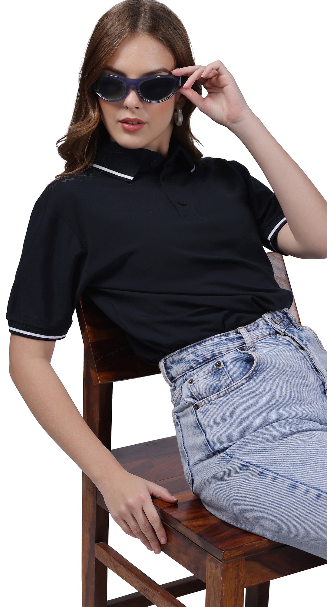 Anti-Stain Signature Style Polo T-shirt – Navy