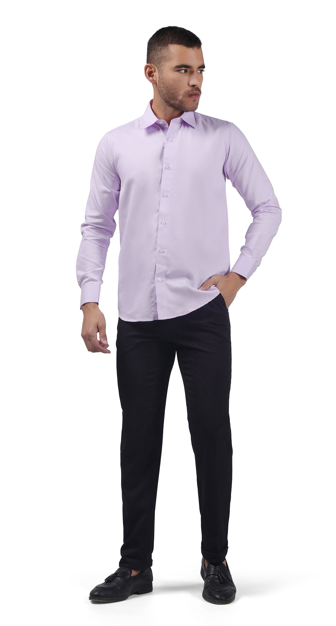 Anti-Stain Pattern Dress Shirt – Purple