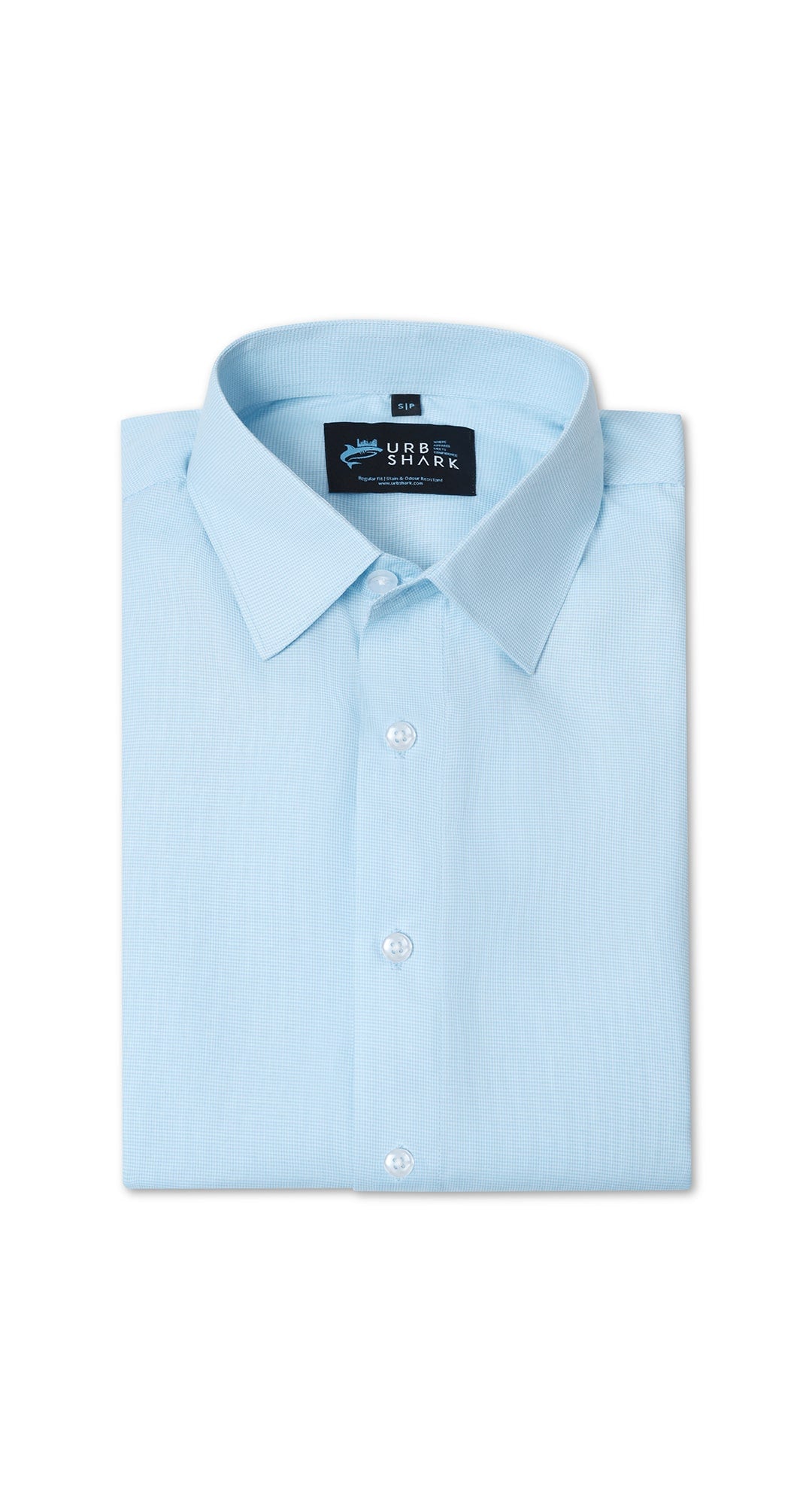 Anti-Stain Brick Check Dress Shirt – Light Blue