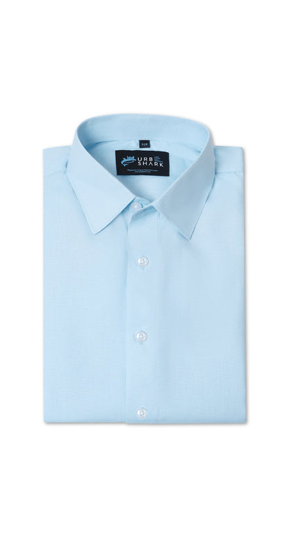 Anti-Stain Brick Check Dress Shirt – Light Blue