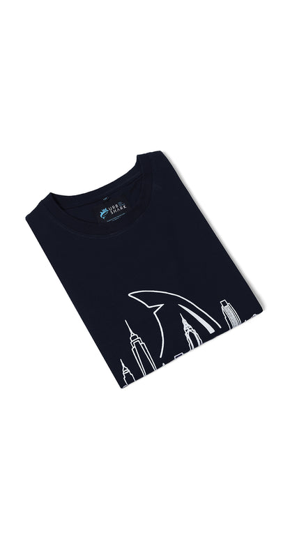 Anti-Stain Skyline Oversized T-Shirt – Navy
