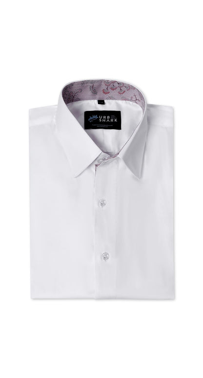 Anti-Stain Satin Dress Shirt – White