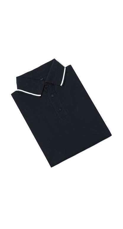 Anti-Stain Signature Style Polo T-shirt – Navy