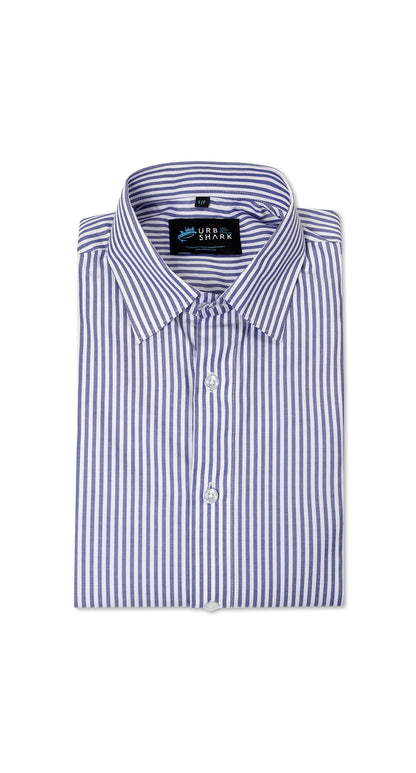Anti-Stain Classic Stripes Dress Shirt – White and Blue Stripes