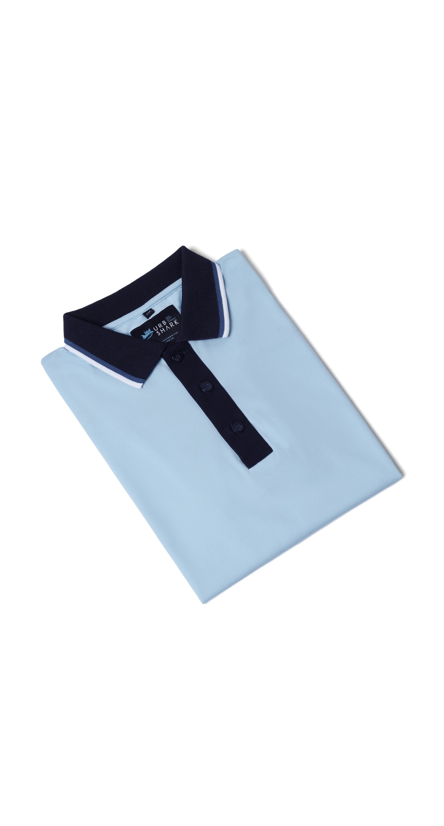 Anti-Stain Signature Style Polo T-shirt – Light Blue