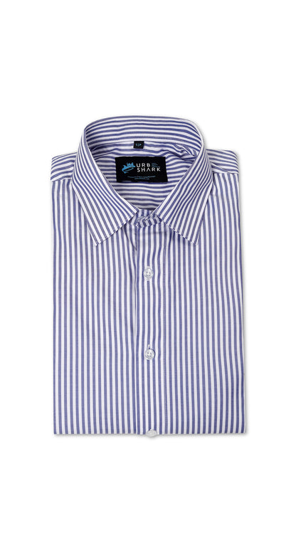 Anti-Stain Classic Stripes Dress Shirt – White and Blue Stripes