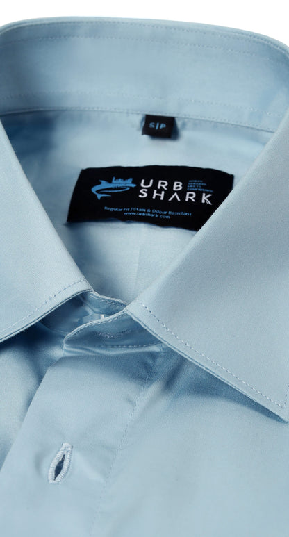Anti-Stain Satin Dress Shirt – Light Blue