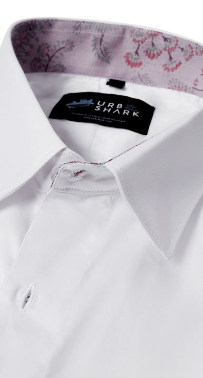 Anti-Stain Satin Dress Shirt – White