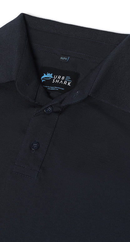 Anti-Stain Signature Style Polo T-shirt – Navy