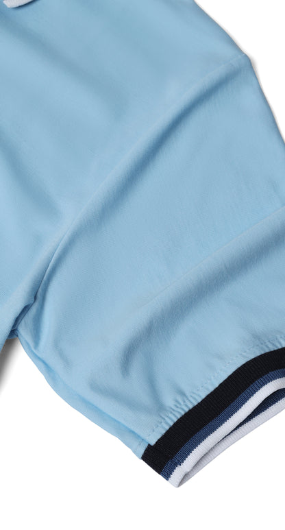 Anti-Stain Signature Style Polo T-shirt – Light Blue