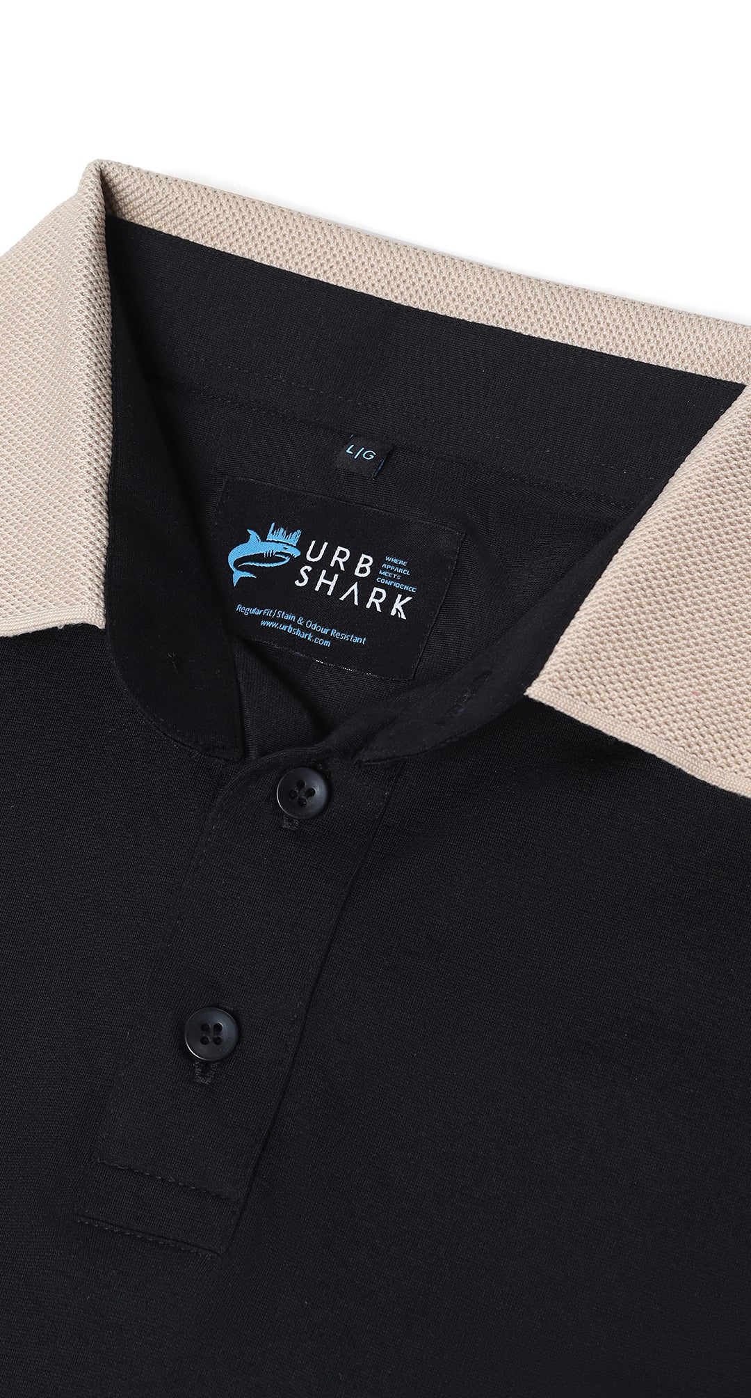 Anti-Stain Signature Style Polo T-shirt – Black