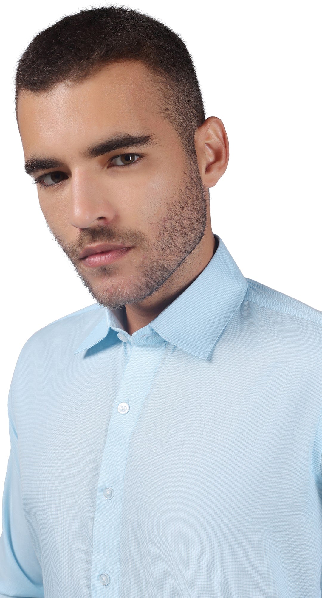 Anti-Stain Brick Check Dress Shirt – Light Blue