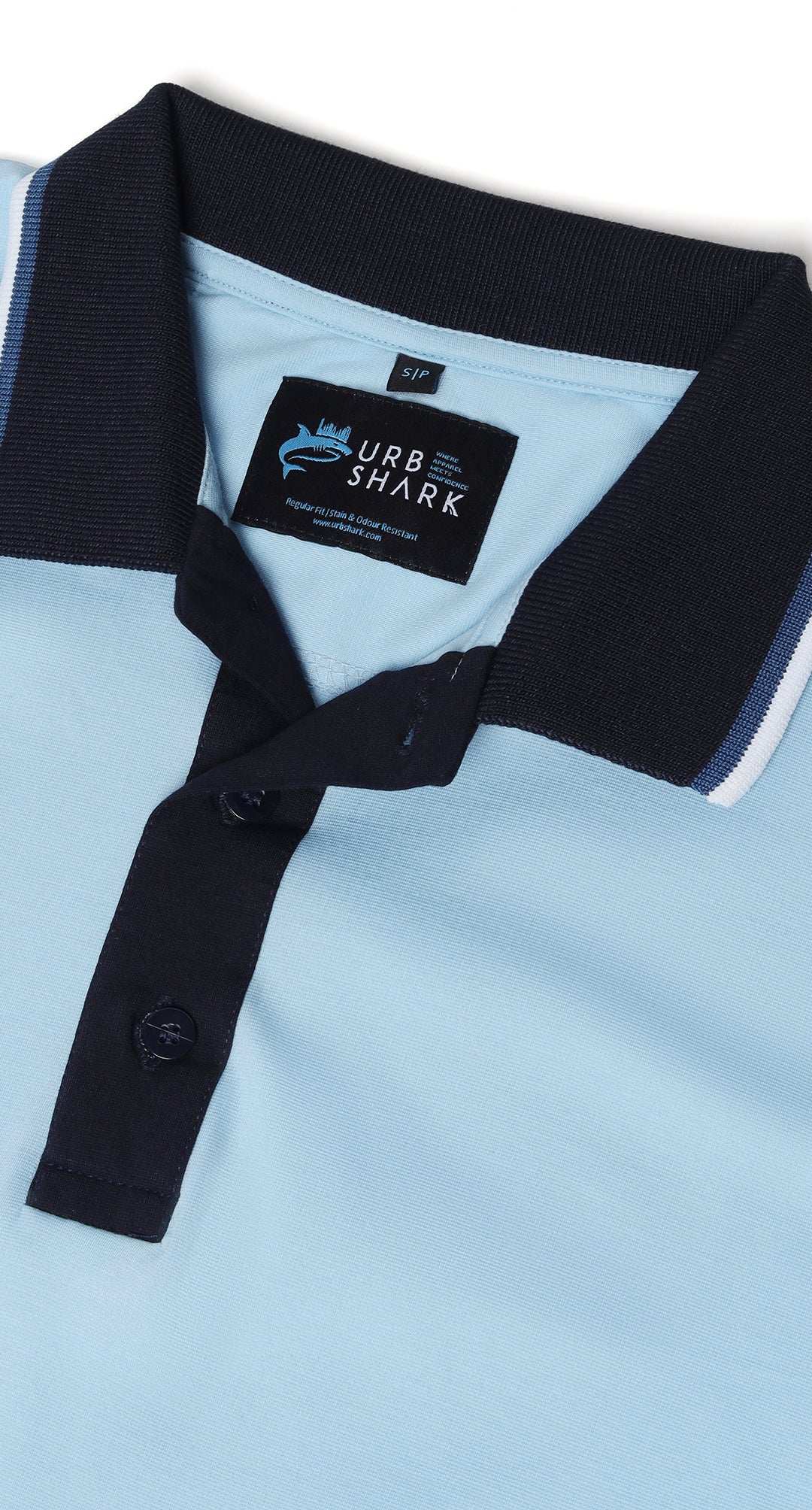 Anti-Stain Signature Style Polo T-shirt – Light Blue