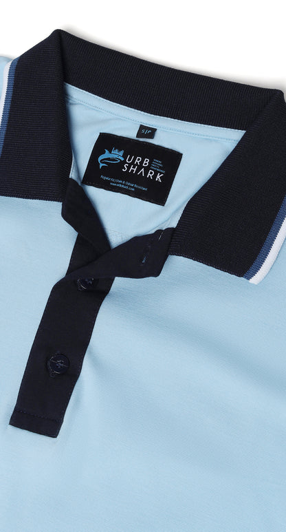 Anti-Stain Signature Style Polo T-shirt – Light Blue