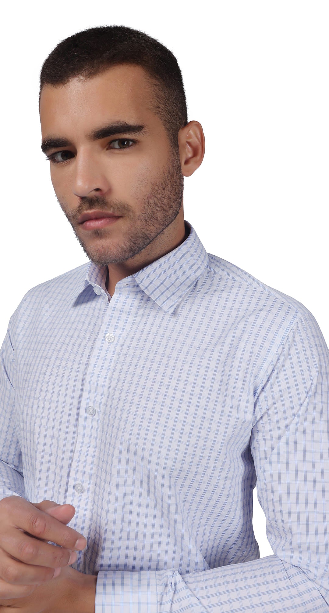 Anti-Stain Brick Check Dress Shirt – White and Black check