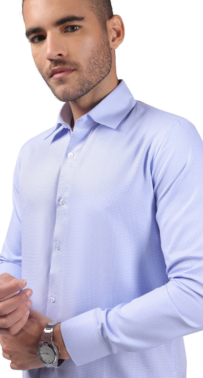 Anti-Stain Polyester Viscose Yarn Dress Shirt – Light Blue