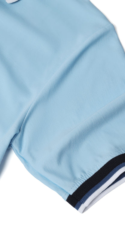 Anti-Stain Signature Style Polo T-shirt – Light Blue