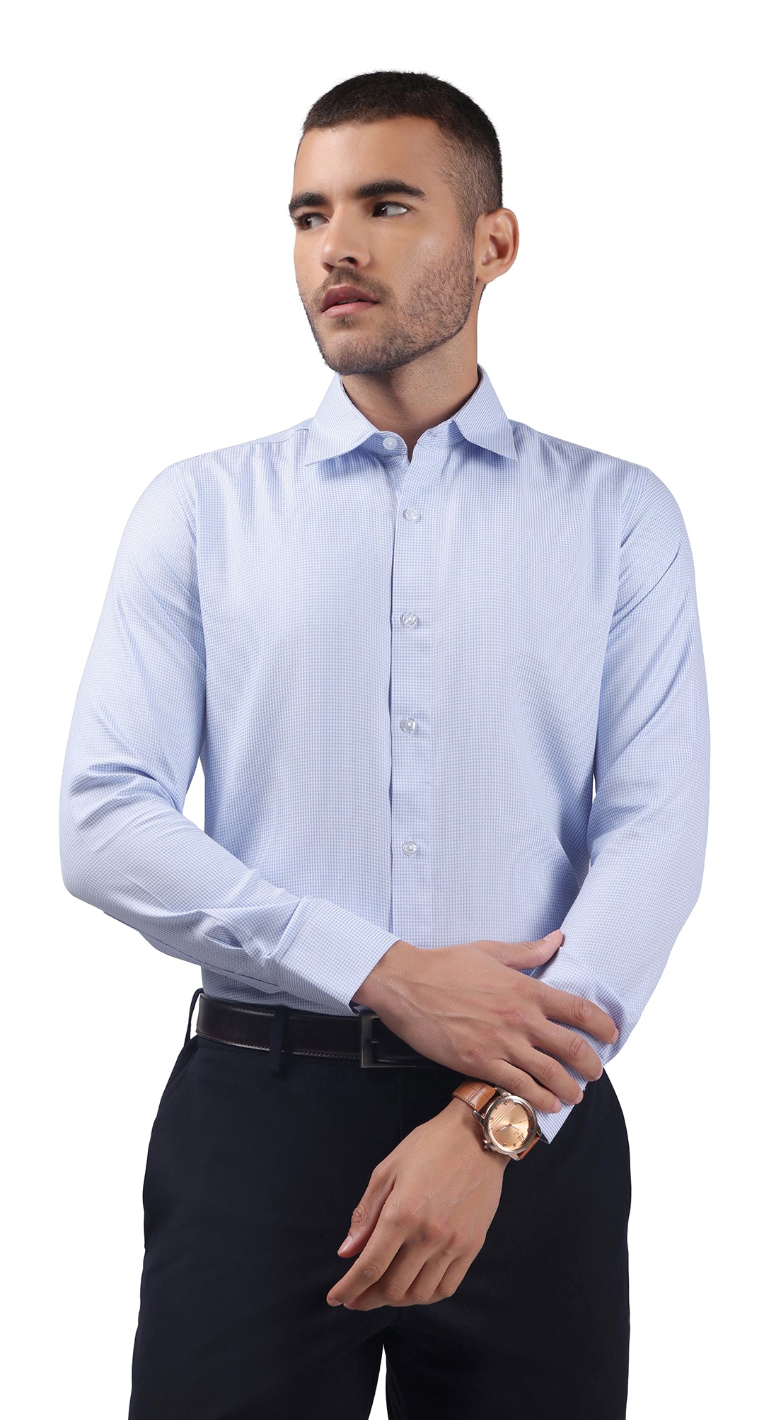 Anti-Stain Classic Check Dress Shirt – Blue