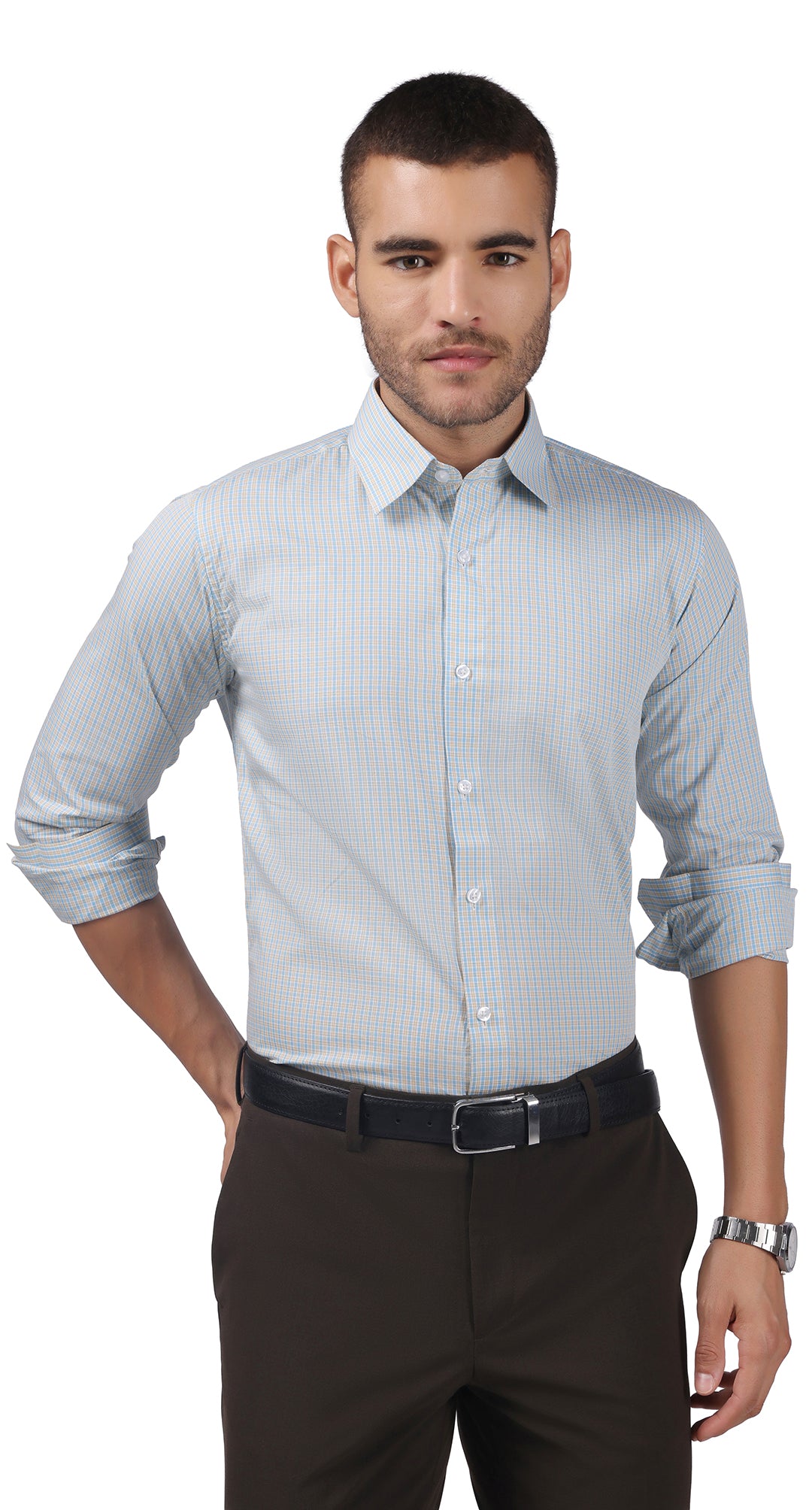 Anti-Stain Brick Check Dress Shirt – Light Green