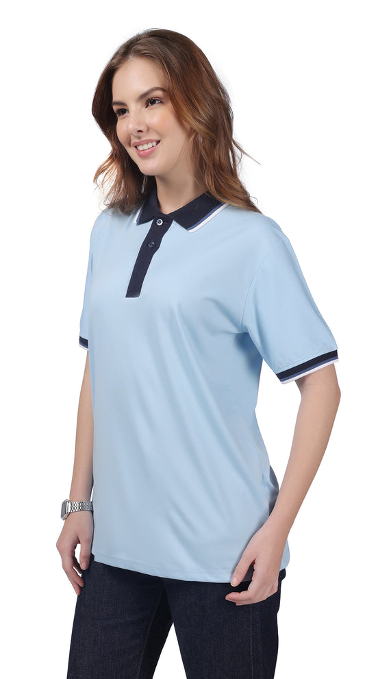 Anti-Stain Signature Style Polo T-shirt – Light Blue