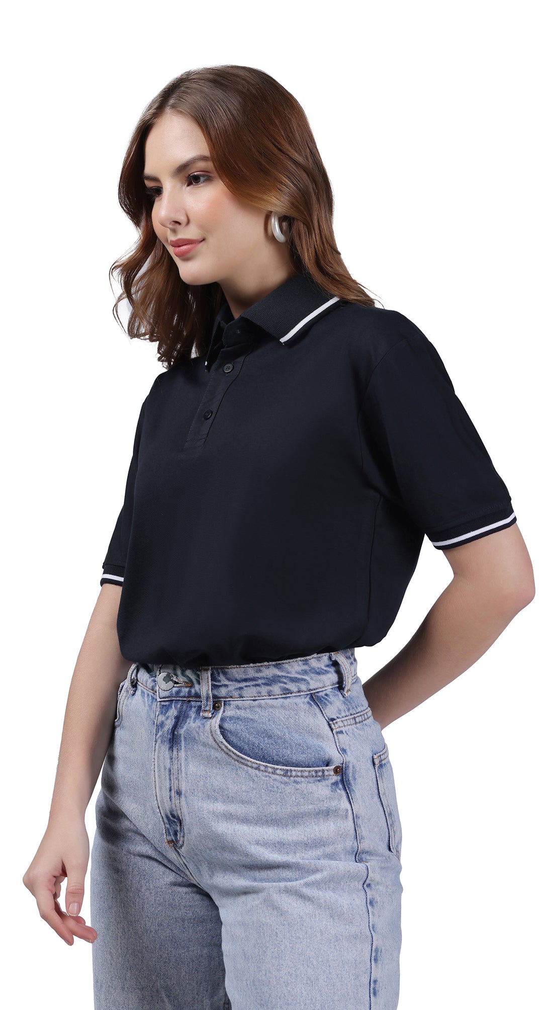 Anti-Stain Signature Style Polo T-shirt – Navy