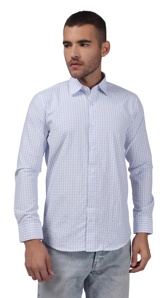 Anti-Stain Brick Check Dress Shirt – White and Black check