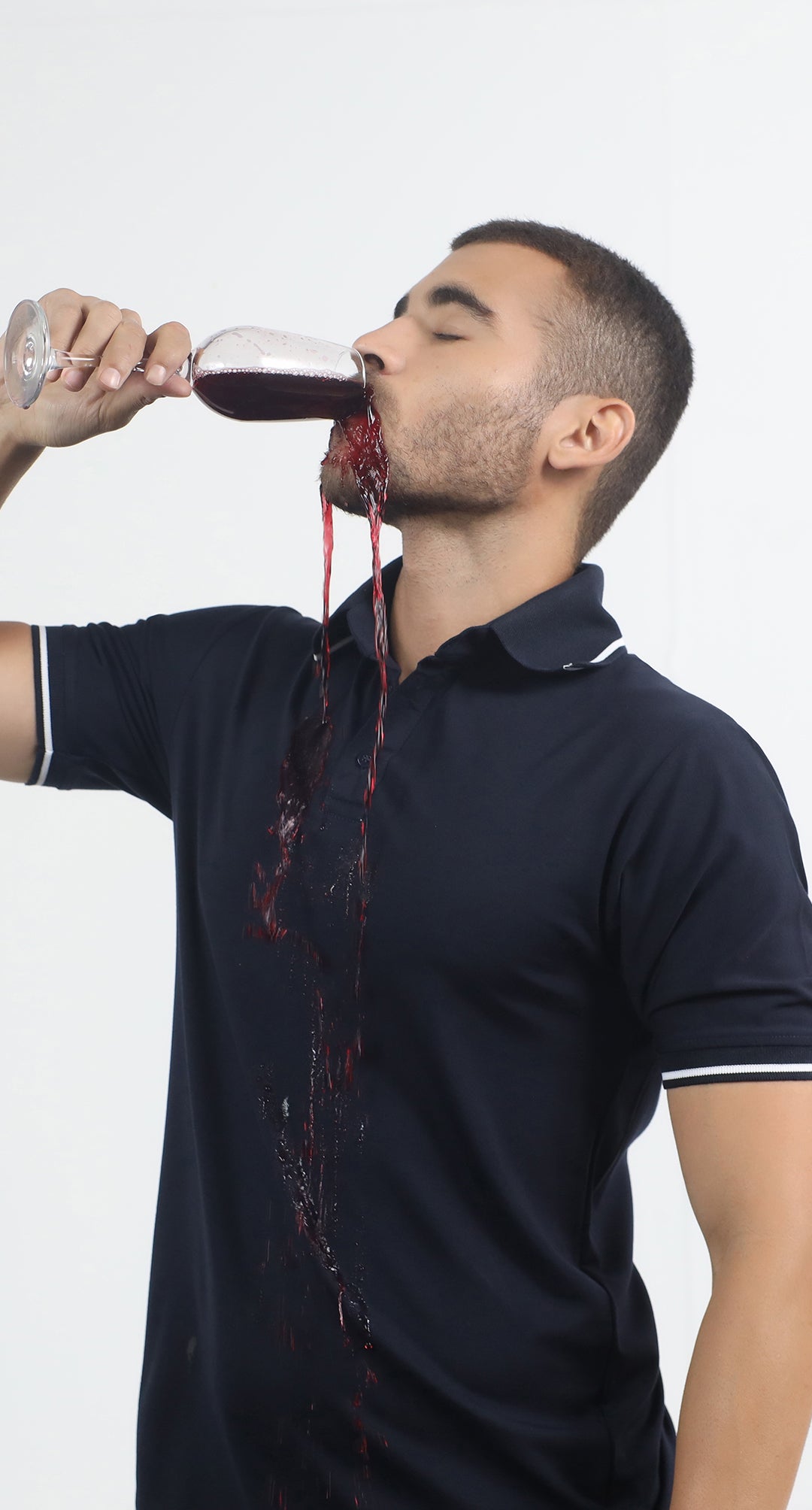 Anti-Stain Signature Style Polo T-shirt – Navy