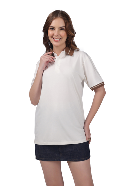 Anti-Stain Signature Style Polo T-shirt – White