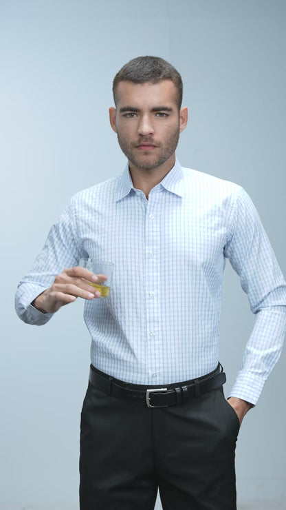 Anti-Stain Brick Check Dress Shirt – White and Black check