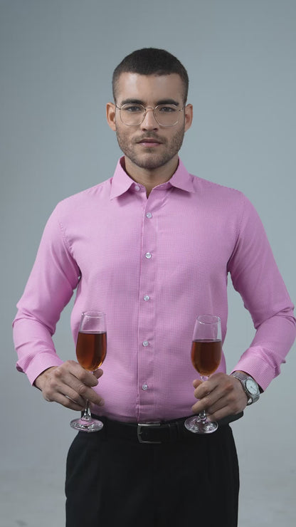 Anti-Stain Polyester Viscose Yarn Dress Shirt – Pink